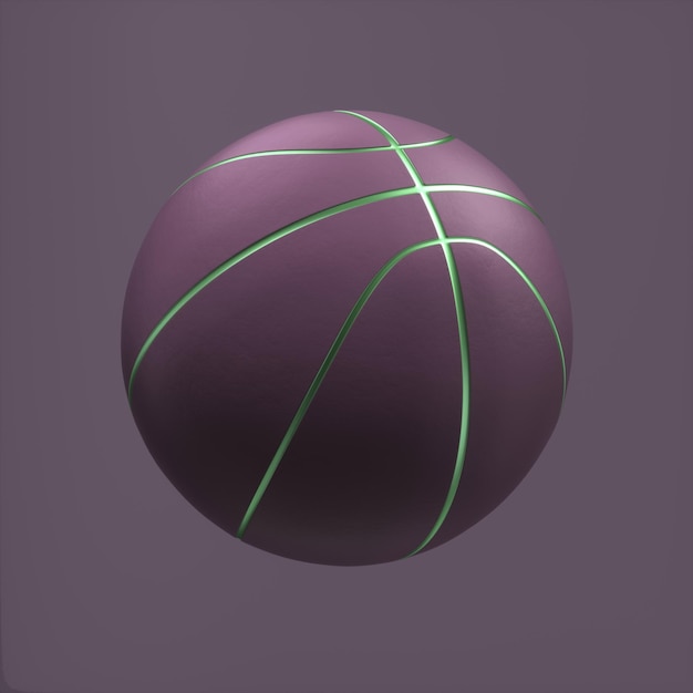 Basketball Sportball 3D-Rendering Farbiger lila Hintergrund Lila Basketballball