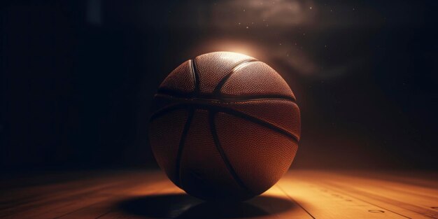 Basketballball auf dunklem Hintergrund, AI generiert