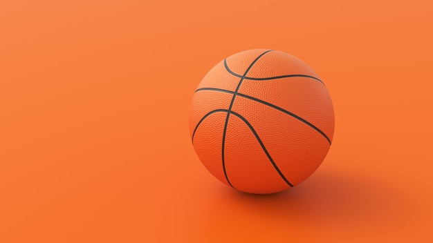 Basketballball auf orangefarbenem Hintergrund Spielsportkonzept 3D-Rendering