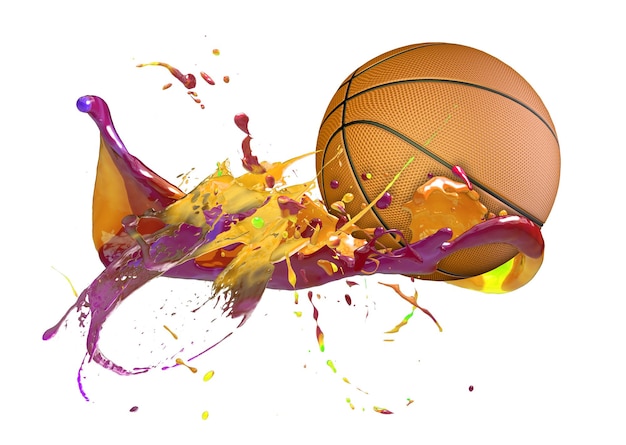 Basketballball auf Tintenspritzer