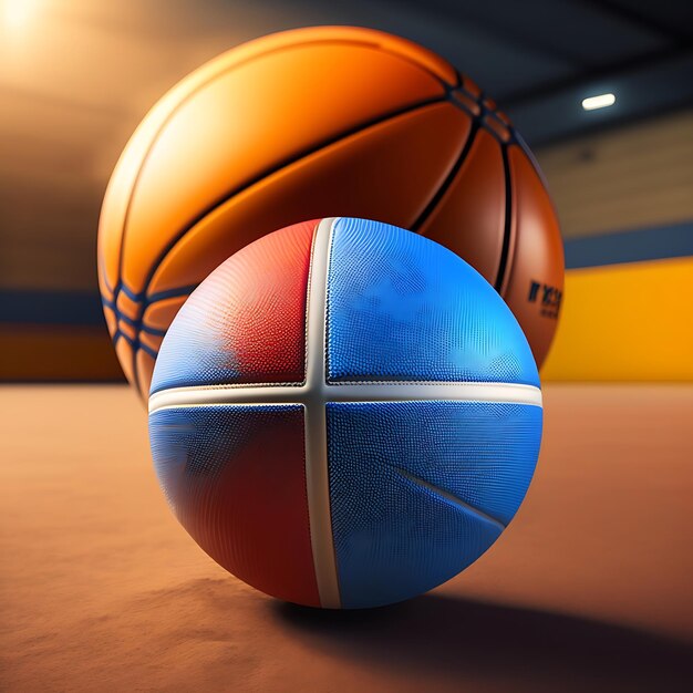 Basketballball in der Arena im Hintergrund