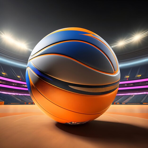 Basketballball in der Arena im Hintergrund