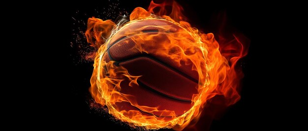 Basketballball in Flammen Generative KI