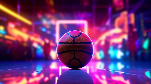 Basketballball-Meisterschaft mit Basketball-Neonlichtern