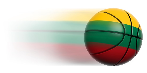 Basketballball mit Flagge Litauens in Bewegung isoliert