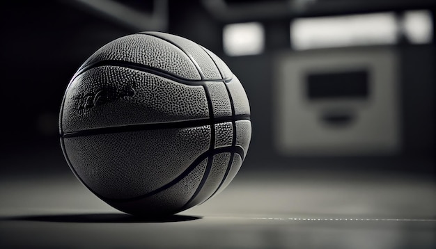 Basketballball über Boden im Fitnessstudio in Bewegung