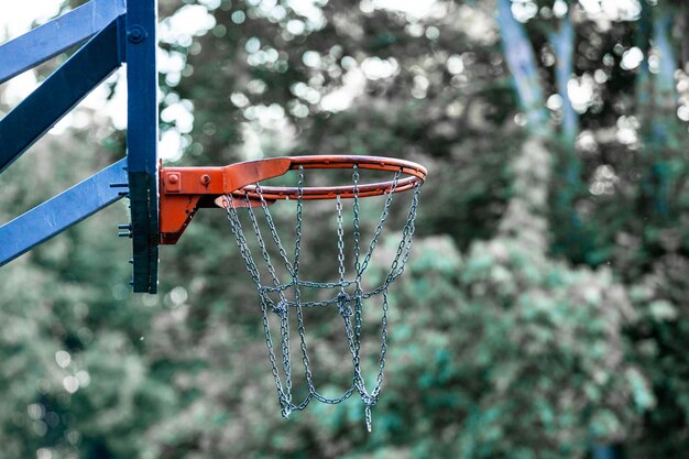 Basketballfeldtor mit Bäumen