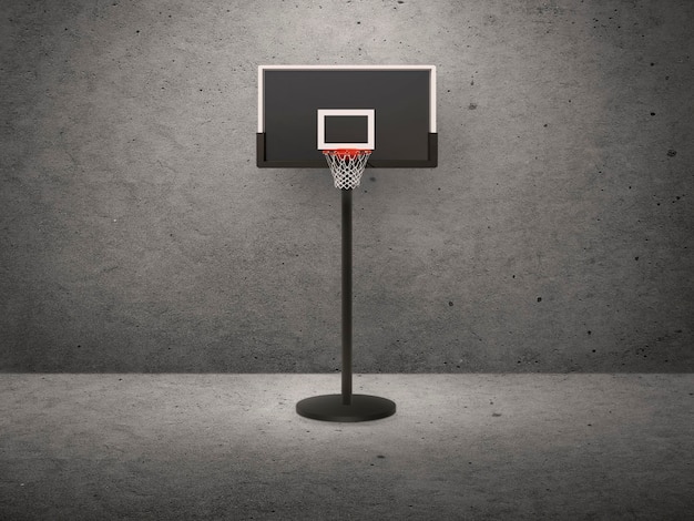 Basketballkorb auf Zementwand Hintergrund 3D-Render