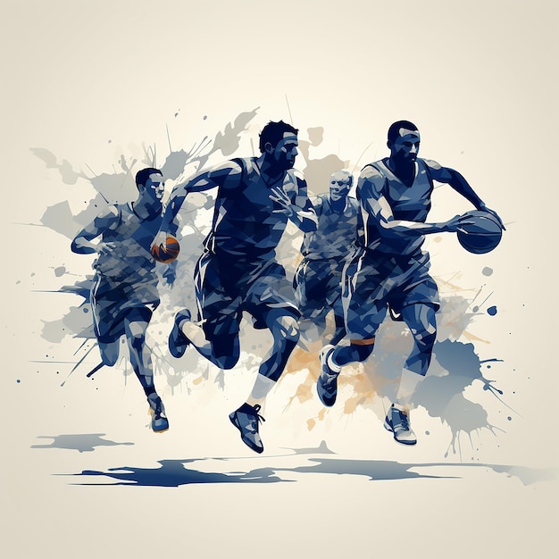 Basketballmannschaft, die flache Vektorillustration spielt