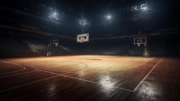 Basketballplatz mit einem Netz in der Mitte