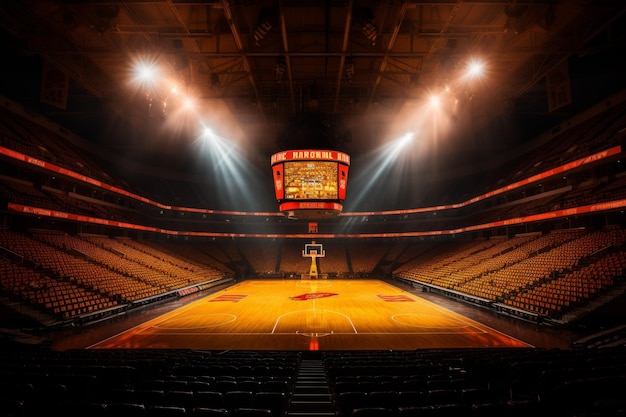 Foto basketballplatz mit hellen lichtern