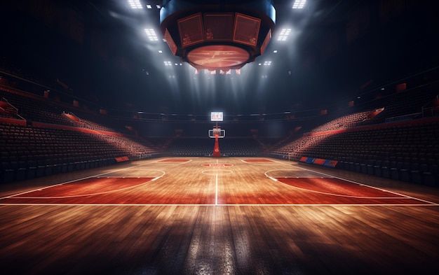 Foto basketballplatz mit menschen-fan-sportarena fotorealistischer 3d-renderhintergrund