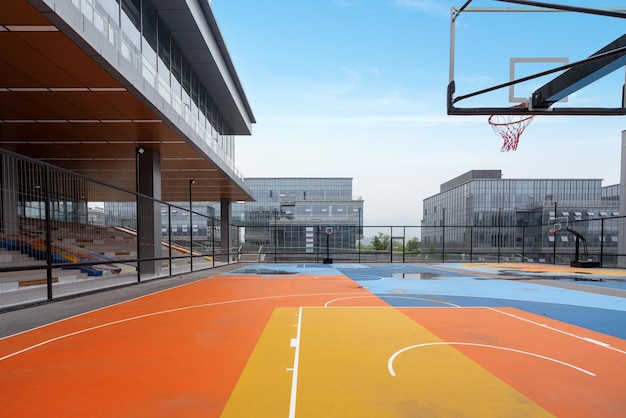 Basketballplatz und Bürogebäude im Technologiepark