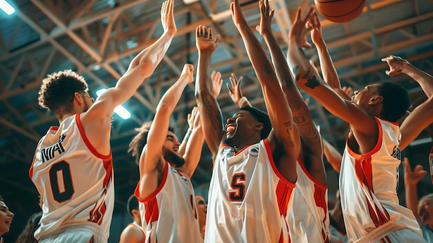 Basketballspieler feiern einen Sieg