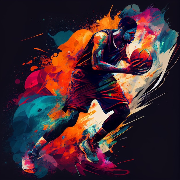 Basketballspieler-Illustrationscharakter im abstrakten Stil