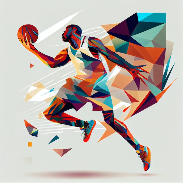 Basketballspieler-Illustrationscharakter im abstrakten Stil