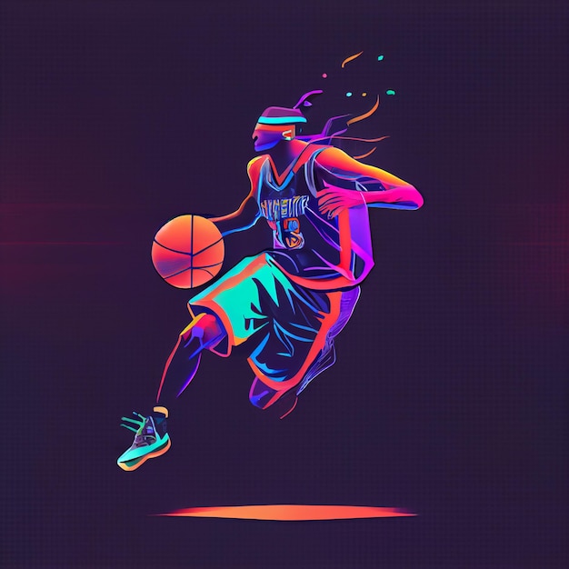 Basketballspieler-Illustrationscharakter im abstrakten Stil