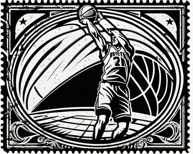 Foto baskete monochrome hoops linocut arte de selo