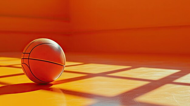 Foto basquete laranja vibrante saltando na quadra simbolizando a emoção e o desafio da competição esportiva indoor