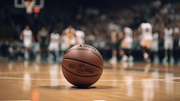 Basquete passando pela cesta em uma arena esportiva IA generativa