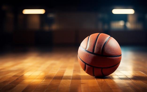 Basquetebol de madeira sentado em cima de IA gerativa