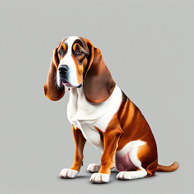 Basset Hound isoliert auf transparentem Hintergrund Porträt eines niedlichen Hundes PNG