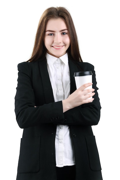 Bastante adolescente tomando un café