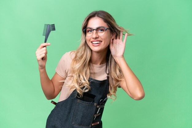 bastante, joven, mujer uruguaya, encima, aislado, plano de fondo