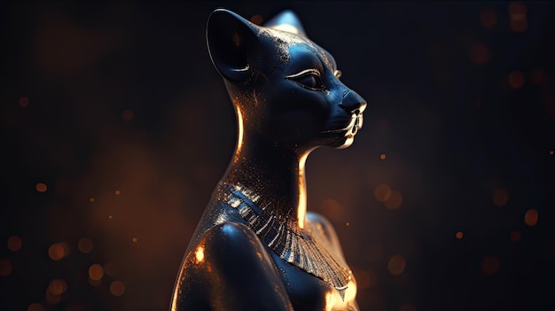 Bastet, halb Frau, halb Katze, Göttin des alten Ägypten, basierend auf Ai