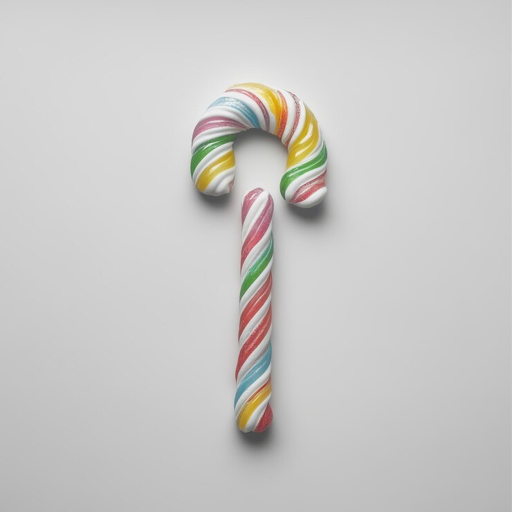 Foto un bastón de caramelo de colores aislado sobre un fondo blanco