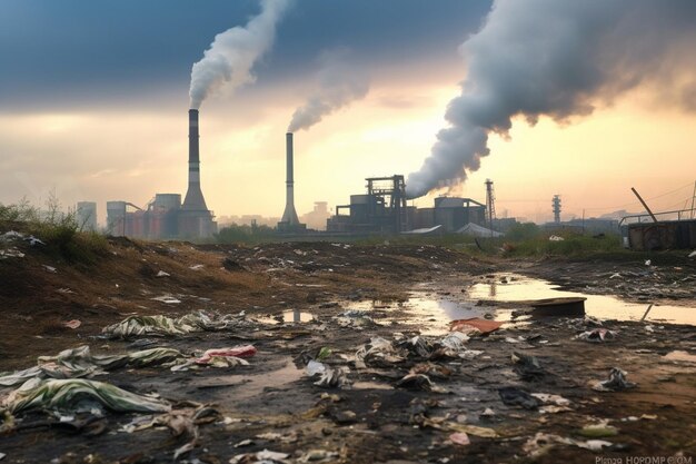 La basura frente a la fábrica de chimeneas