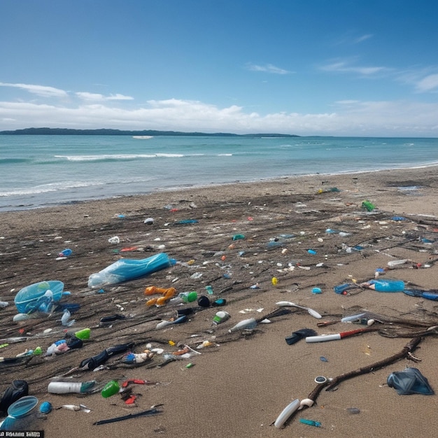 Foto basura en la playa