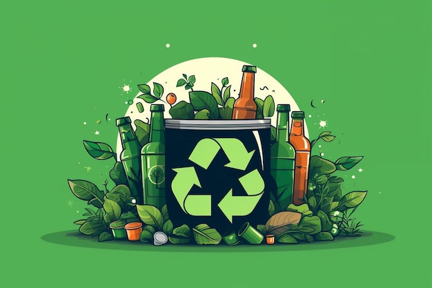 Basurero con concepto de reciclaje de basura generativo Ai