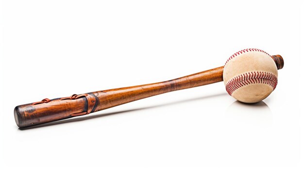 Foto bat de béisbol y béisbol sobre un fondo blanco