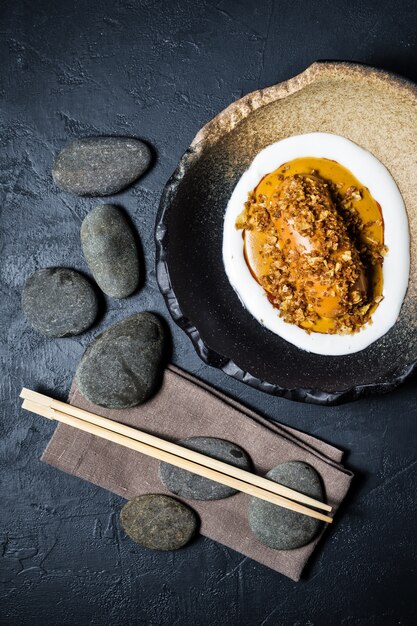 Foto batata al horno con salsa de mango