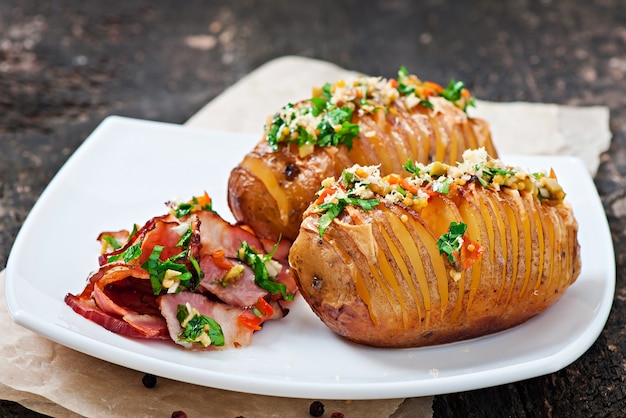 Batata assada com queijo e manteiga