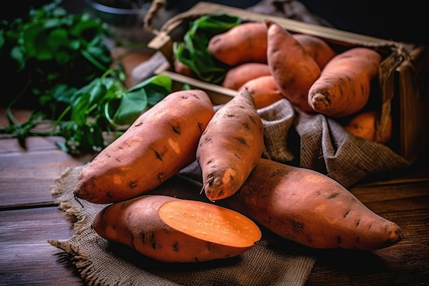 batata-doce na mesa da cozinha publicidade profissional fotografia de alimentos