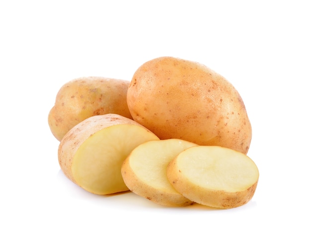 Batata fresca em branco