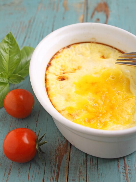 Batata gratinada e abóbora com leite