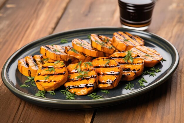 Batatas asadas servidas en un plato de cerámica