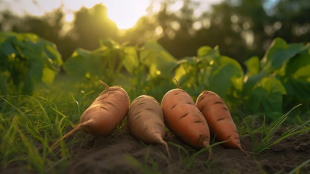 Foto batatas doces recém-colhidas