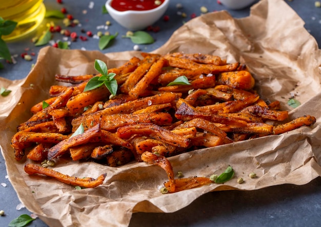 Batatas fritas caseiras assadas no forno