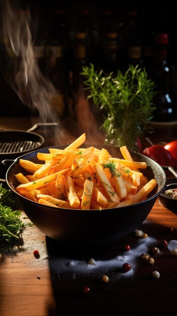 Foto batatas fritas chips de dedo