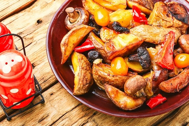 Batatas fritas com cogumelos