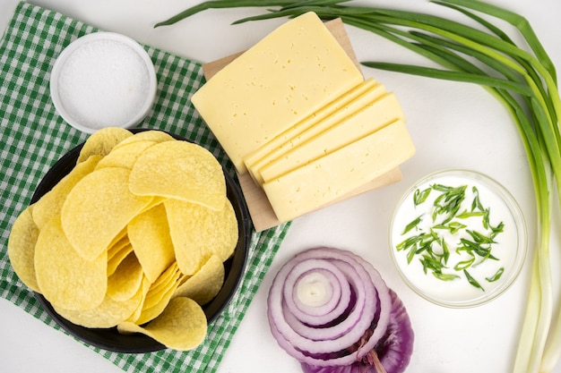 Batatas fritas com conceito de sabores diferentes