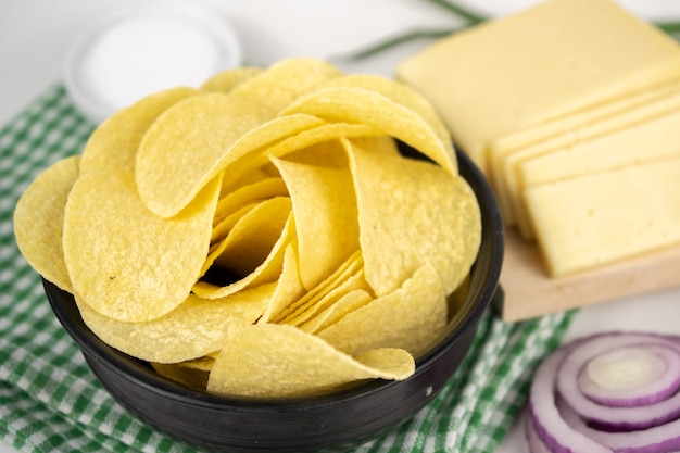 Batatas fritas com conceito de sabores diferentes