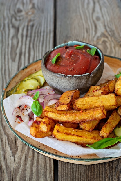 Batatas fritas com ervas e especiarias