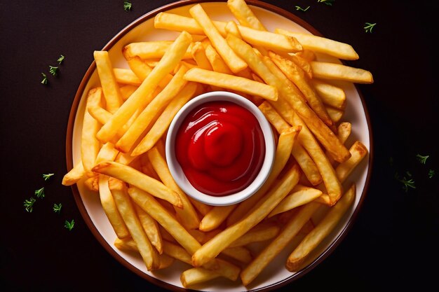 batatas fritas com ketchup