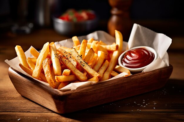 Batatas fritas com molho Ai gerado