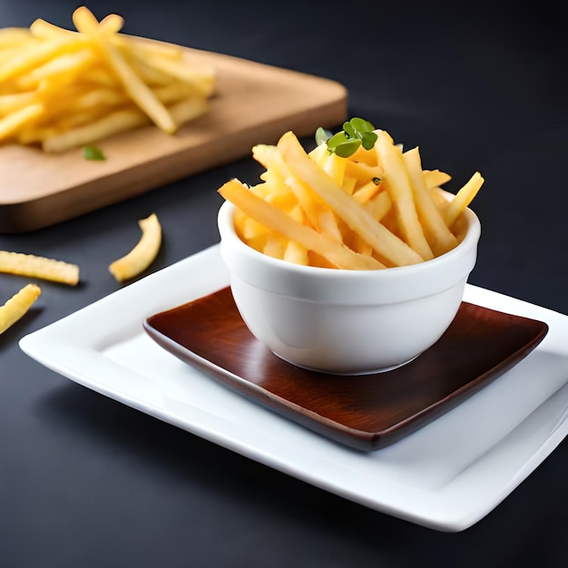 Batatas fritas deliciosamente crocantes e douradas com um aroma de dar água na boca